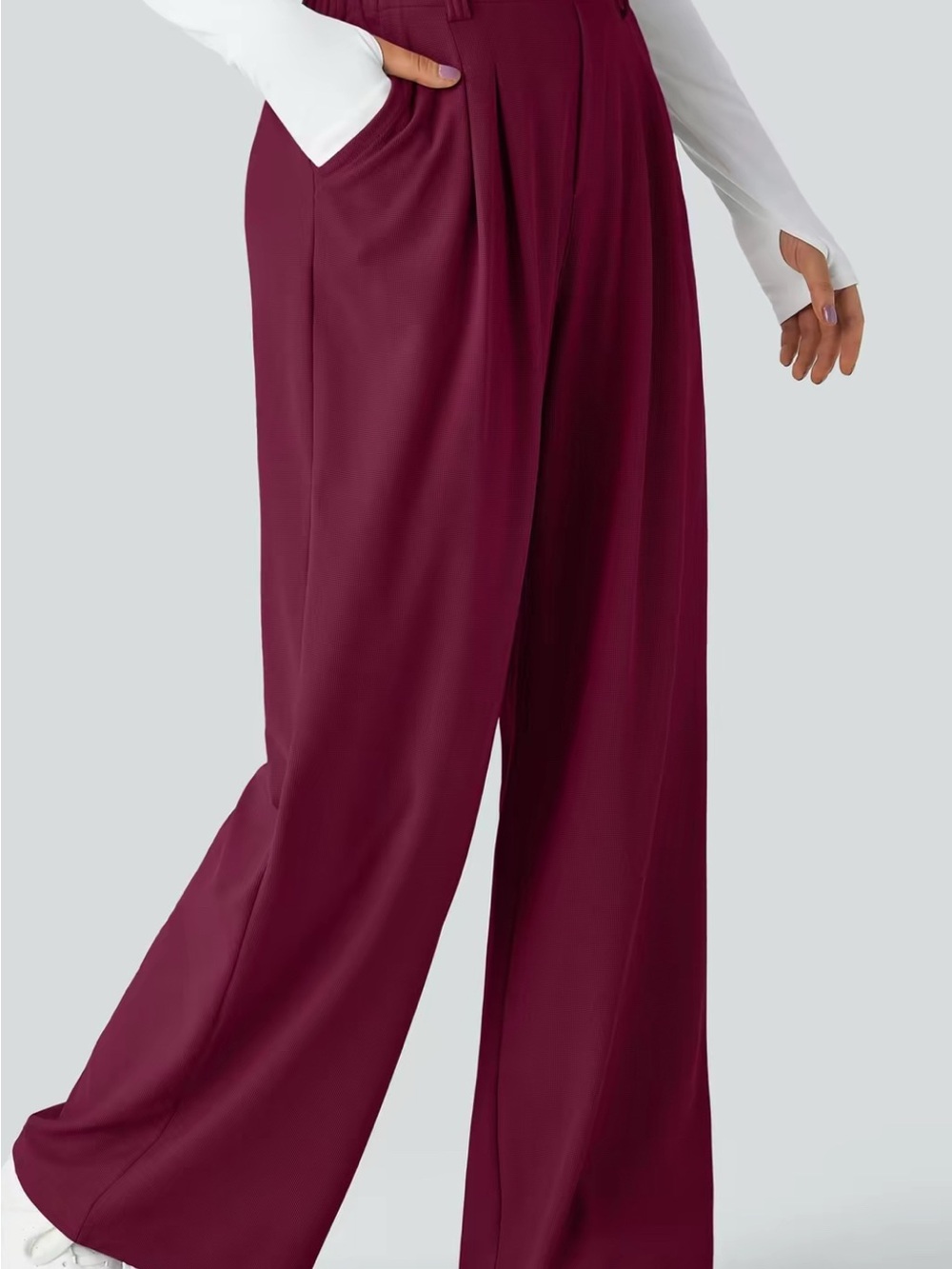 HALARA Wide-Leg Pants in Berry Red - Size 8